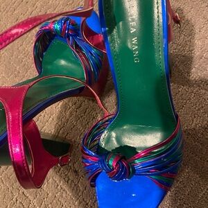 Azalea Wang Strappy Heels in Blue and Pink